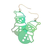 Snowman Metal Cutout Dangle Earrings