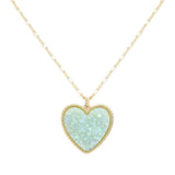 Druzy Heart Pendant Necklace