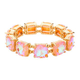 Women's Cushion Square Stone Stretch Evening Bracelet