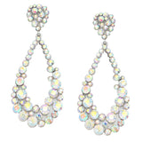 Women's Crystal Bubble Cluster Teardrop Evening Dangle Earrings