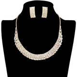 Trendy Crystal Rhinestone Pave Collar Necklace Earring Set
