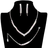 3PCS 3Rows Crystal Rhinestone Necklace Jewelry Set