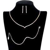 3PCS Chevron Accented Rectangle Stone Necklace Jewelry Set