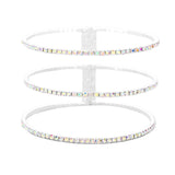 3Row Split Layer Round Crystal Detail Cuff Evening Bracelet