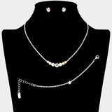 Classic Round Stone Link Rhinestone Paved Necklace
