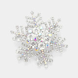 Crystal Pave Snowflake Pin Brooch Pendant