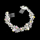 Floral Pave Glass Crystal Hair Comb