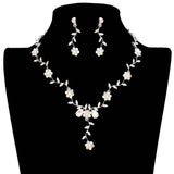 Flower Leaf Cluster Vine Rhinestone Necklace