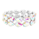 Women's Glass Crystal Teardrop Stretch Evening Bracelet