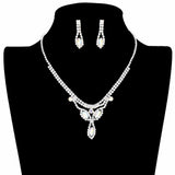 Marquise Stone Accented Rhinestone Pave Necklace