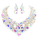 Marquise Stone Cluster Accented Evening Necklace