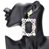 Marquise Stone Cluster Open Rectangle Evening Earrings