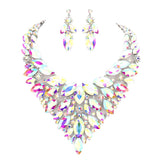 Marquise Stone Cluster Statement Evening Necklace