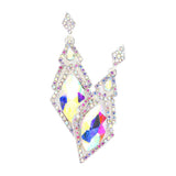 Oval Rhinestone Accented Dangle Evening Earrings