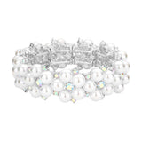 Pearl Flower Cluster Link Stretch Bracelet