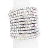 Rhinestone Pave Multi Row Stretch Ring