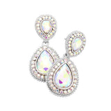 Women's Rhinestone Trim Teardrop Evening Dangle Earrings
