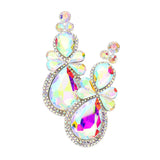 Teardrop Accented Dangle Evening Earrings