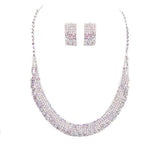 Trendy Crystal Rhinestone Pave Collar Necklace Earring Set