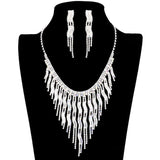 Wavy Fringe Crystal Rhinestone Necklace