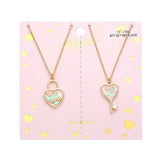2PCS - Love & Love More BFF Heart Lock Key Necklace Set Jewelry Set