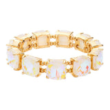 Women's Cushion Square Stone Stretch Evening Bracelet