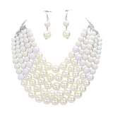 Chunky Multi Strand Pearl Bib Necklace