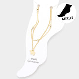 Brass Metal Polar Bear Charm Double Layered Anklet