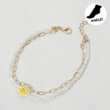 Smile Accented Double Layered Anklet