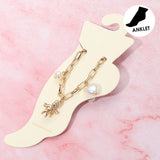Heart Pearl Metal Bow Angel Balloon Dog Charm Station Paperclip Chain Anklet