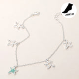 Sea Glass Starfish Open Metal Starfish Charm Station Anklet