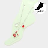 Rhinestone Embellished Crab Charm Anklet