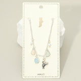 Lobster Sea Glass Pearl Charm Station Anklet