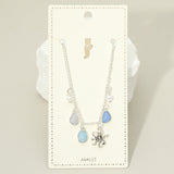 Octopus Sea Glass Pearl Charm Station Anklet
