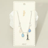Lighthouse Sea Glass Pearl Charm Station Anklet