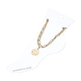 Smiley Face Charm Accent Layered Chain Anklet
