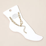 Smiley Face Charm Accent Layered Chain Anklet