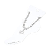 Smiley Face Charm Accent Layered Chain Anklet