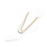 Beaded Accent Layered Chain Anklet