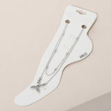 2PCS - Stone Paved Whale Tail Pointed Metal Ball Station Chain Anklets