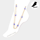 Evil Eye Station Double Layered Anklet