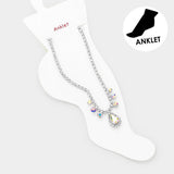 Teardrop Stone Accented Evening Anklet