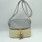 Crossbody Bag with Double Zipper Tassel Accent