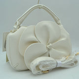 Sculptural Floral Accent Satchel – Convertible Textured Crossbody Bag