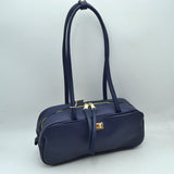 Structured Shoulder Bag with Long Double Straps and Clasp