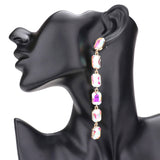 Emerald Cut Stone Link Dangle Evening Earrings