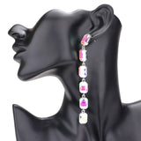 Emerald Cut Stone Link Dangle Evening Earrings