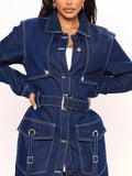 Blue Denim Trench Coat - AfterAmour