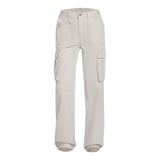 Adjustable Cargo Pants Women Straight Fit Baggy Wide Leg High Waist Pants Pockets Retro Street Style Casual Trousers