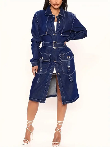 Blue Denim Trench Coat